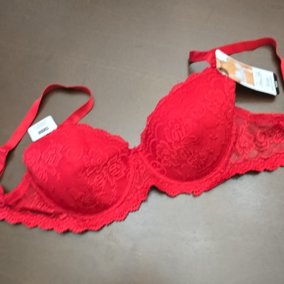 RENE ROFE Elegant Red Lace Bra 36DD new - Picture 1 of 5